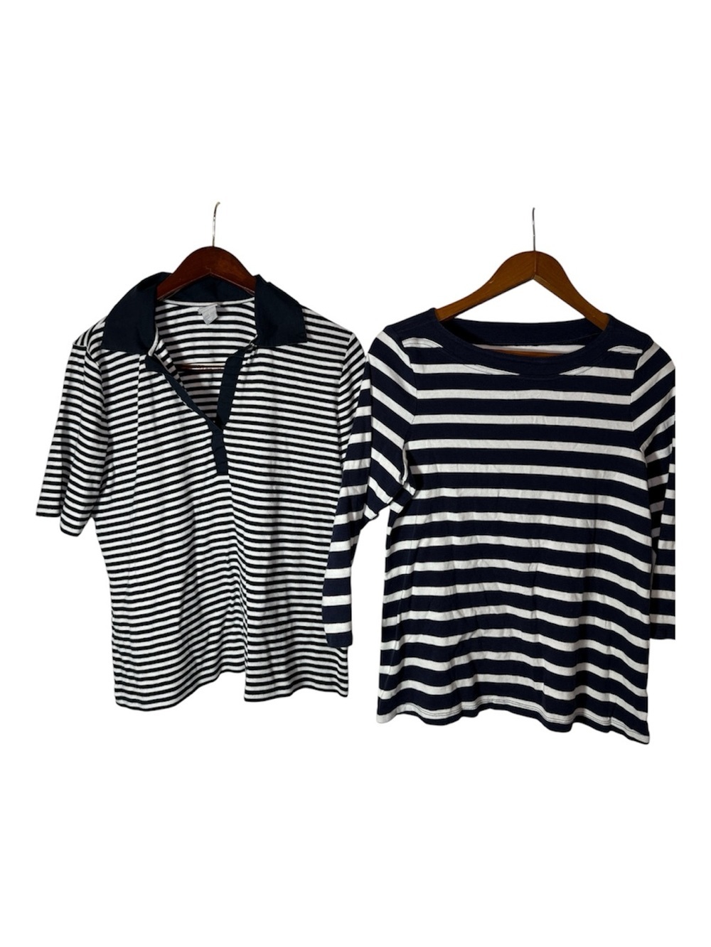 Chico's Women's LOT OF 2 Striped Tops Size 2 ( Large) Blue White Nautical